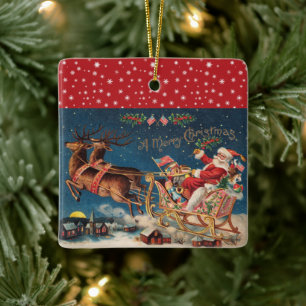 Patriotic Santa Julgransprydnad Keramik