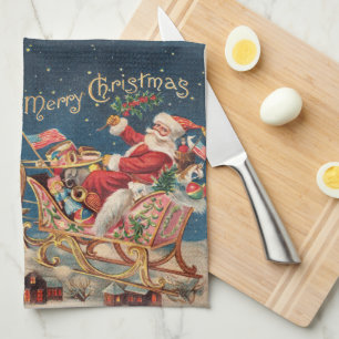 Patriotic Santa Kökshandduk