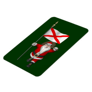 Patriotic Santa with Ensign of Alabama Magnet
