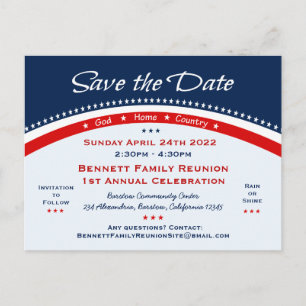 Patriotic Save the Date Postcard Meddelande Vykort