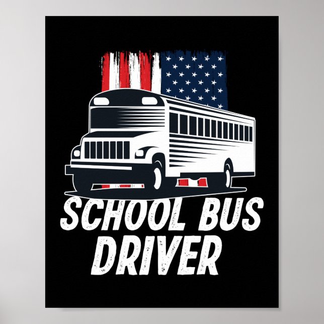 Patriotic School Buss Driver American Flagga Poster (Framsidan)