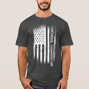 Patriotic School Counseland With American Flagga T Shirt