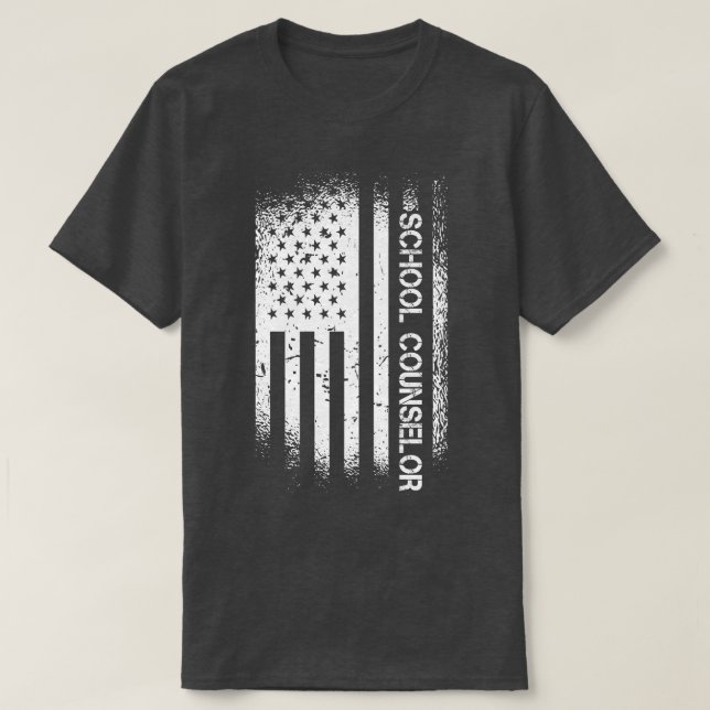 Patriotic School Counselor With American Flag Prem T Shirt (Design framsida)