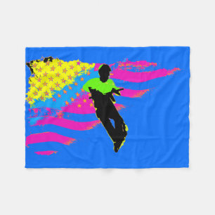 Patriotic Scooter Rider och US Flagga Artwork Fleecefilt