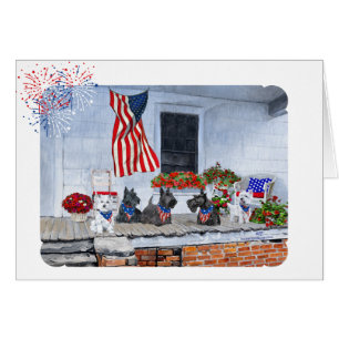 Patriotic Scotties och Westies Hälsningskort