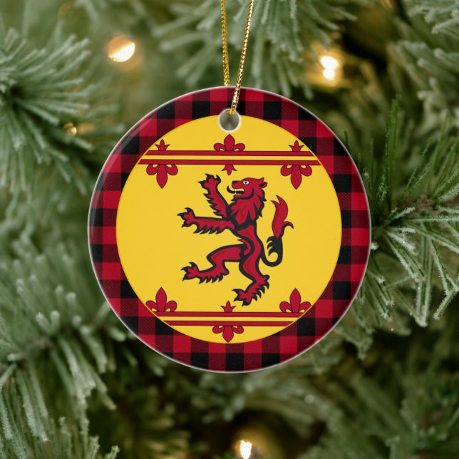 Patriotic Scottish Flagga, Rampant, plaid, Skottla Julgransprydnad Keramik (Träd)