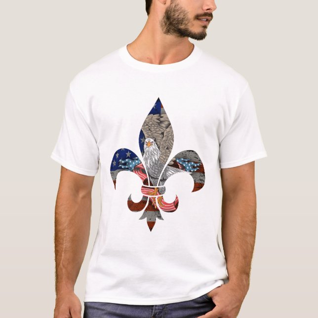 Patriotic Scout Logotyp US Flagga Eagle T Shirt (Framsida)