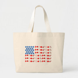 Patriotic Seashell och Starfish American Flagga Jumbo Tygkasse