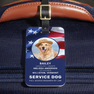 Patriotic Service Hund Photo ID Badge American Fla Bagagebricka