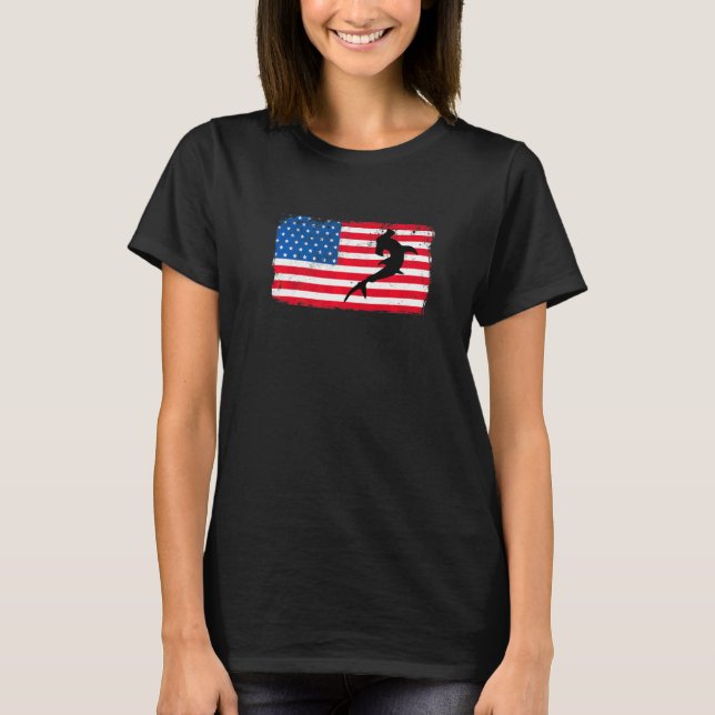 Patriotic Shark American, Flagga 4 juli T Shirt (Framsida)