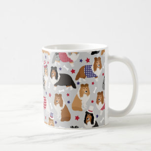 Patriotic Sheltie Shetland Sheepdog Coffee Mugg