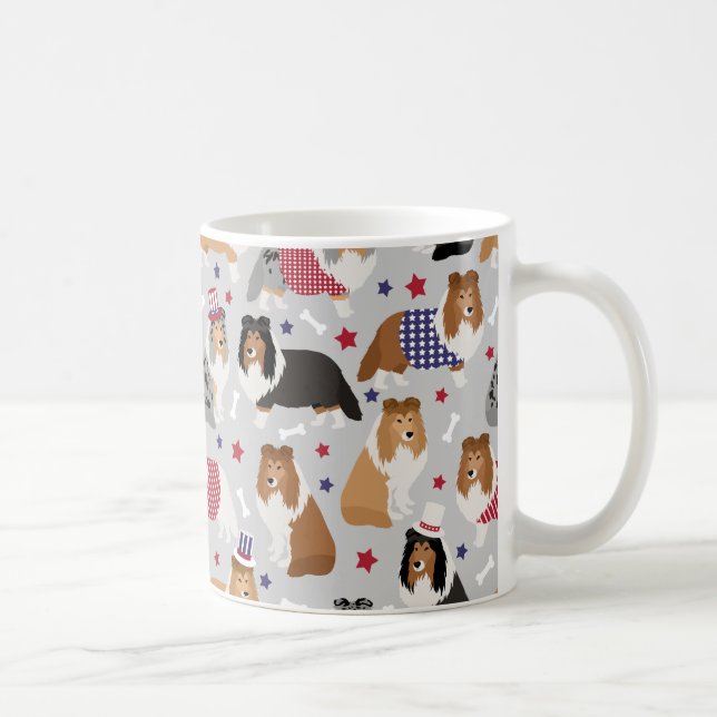 Patriotic Sheltie Shetland Sheepdog Coffee Mugg (Höger)
