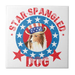 Patriotic Shetland Sheepdog Kakelplatta