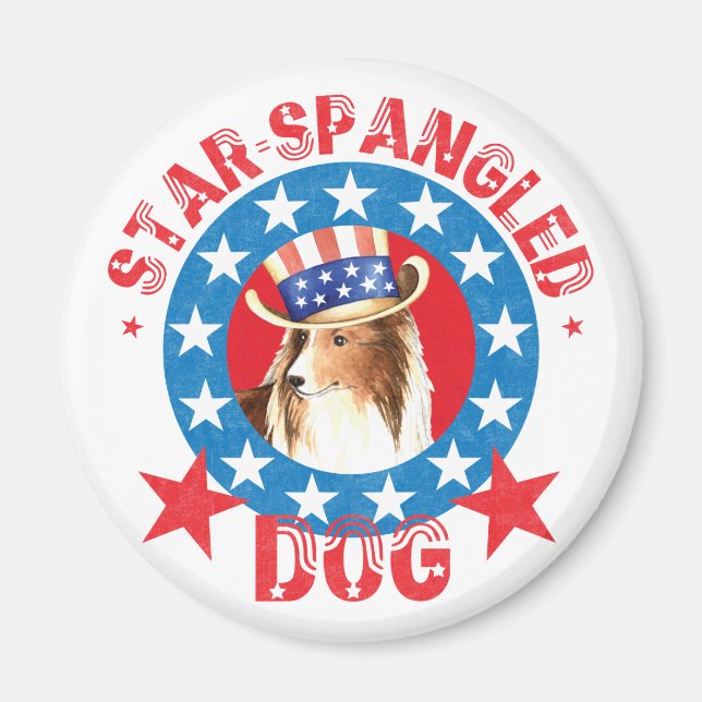 Patriotic Shetland Sheepdog Magnet (Framsidan)
