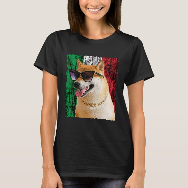 Patriotic Shiba Inu Italien Flagga Italy Shiba Inu T Shirt (Framsida)