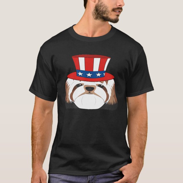 Patriotic Shih Tzu T Shirt (Framsida)