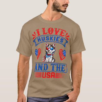 Patriotic Siberian husky Hund 2 T Shirt