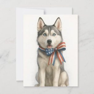 Patriotic Siberian husky Vykort