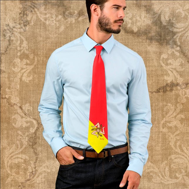 Patriotic Sicily Tie, Triskelion, Sicilianska flag Slips (Skapare uppladdad)