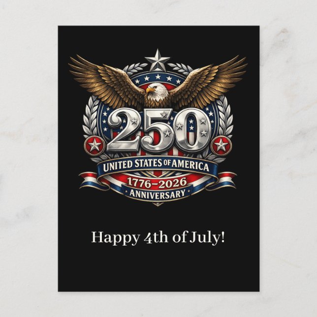 Patriotic Silver Semiquincentennial Emblem Helg Vykort (Framsida)