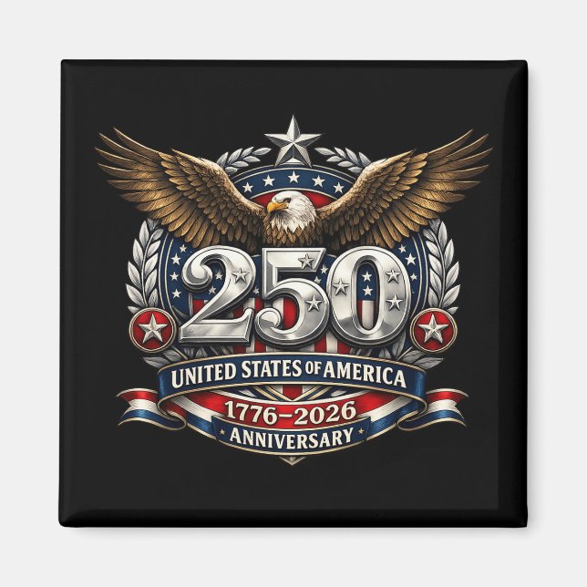Patriotic Silver Semiquincentennial Emblem Magnet (Framsidan)