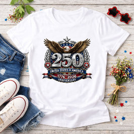 Patriotic Silver Semiquincentennial Emblem T Shirt