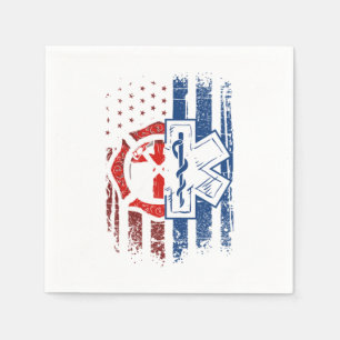 Patriotic Sjukvårdare Firefighter EMT USA flagga E Pappersservett