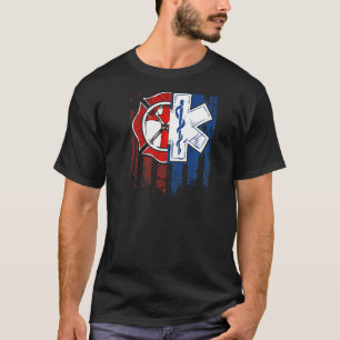 Patriotic Sjukvårdare Firefighter Emt USA flagga E T Shirt