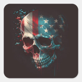 Patriotic skalle fyrkantigt klistermärke