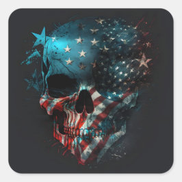 Patriotic skalle Square Sticker Fyrkantigt Klistermärke
