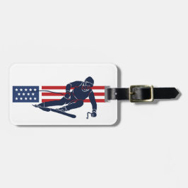 Patriotic Skiing Design Luggage Tag Bagagebricka