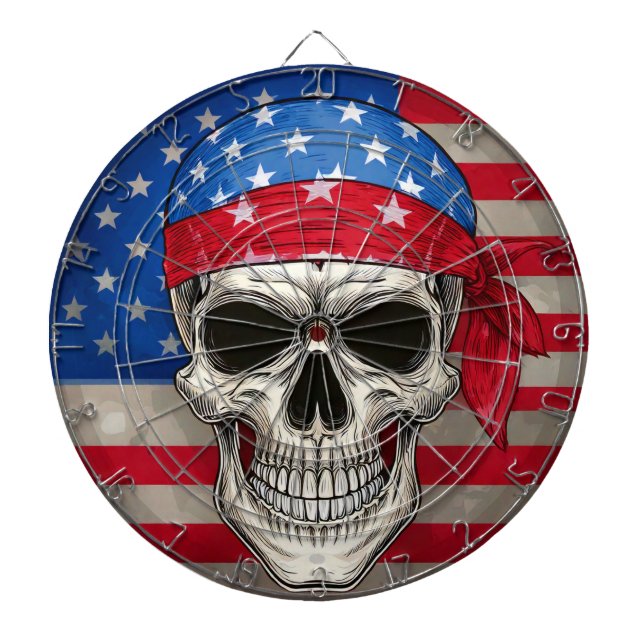 Patriotic Skull Dartboard Darttavla (Framsidan)