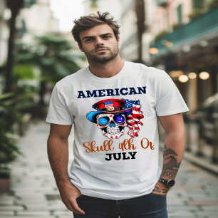 Patriotic Skull i Snyggt Hat & Glass T Shirt