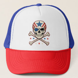 Patriotic Skull och Crossbone American Flagga Keps