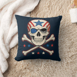 Patriotic Skull och Crossbone American Flagga Kudde