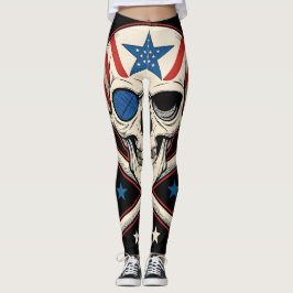 Patriotic Skull och Crossbone American Flagga Leggings