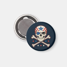 Patriotic Skull och Crossbone American Flagga Magnet