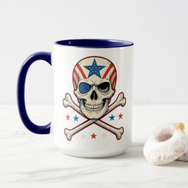 Patriotic Skull och Crossbone American Flagga Mugg