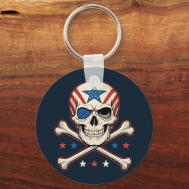Patriotic Skull och Crossbone American Flagga Nyckelring