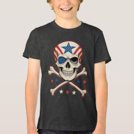 Patriotic Skull och Crossbone American Flagga T Shirt