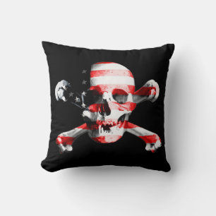 Patriotic Skull och Crossbone Kudde
