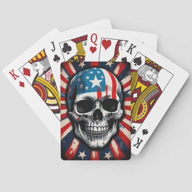 "Patriotic Skull: Stars och stripes Rebebell" Casinokort (Baksidan)