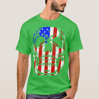 Patriotic Skull USA Skeleton 4:e juli Amerika T Shirt