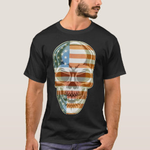 Patriotic Skull USA Skeleton 4:e juli Amerika T Shirt