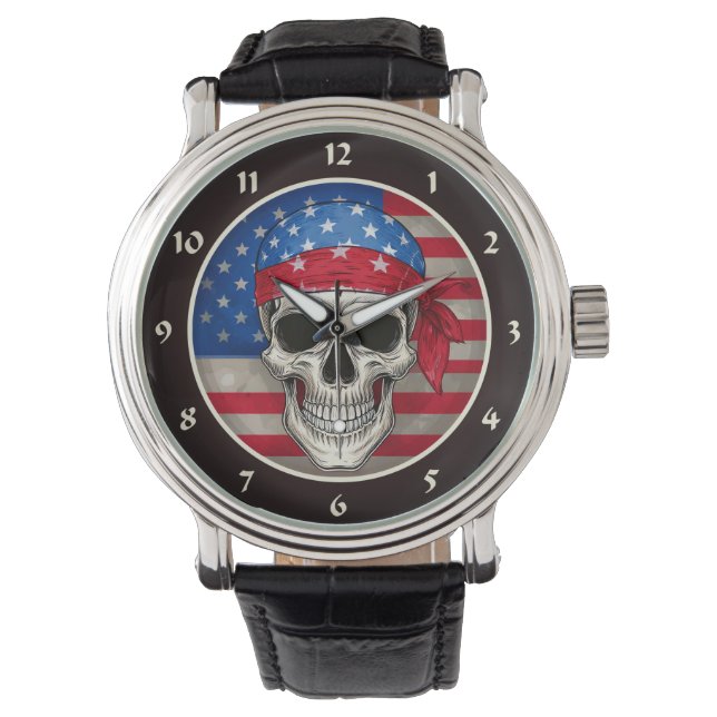 Patriotic Skull Watch Armbandsur (Framsida)