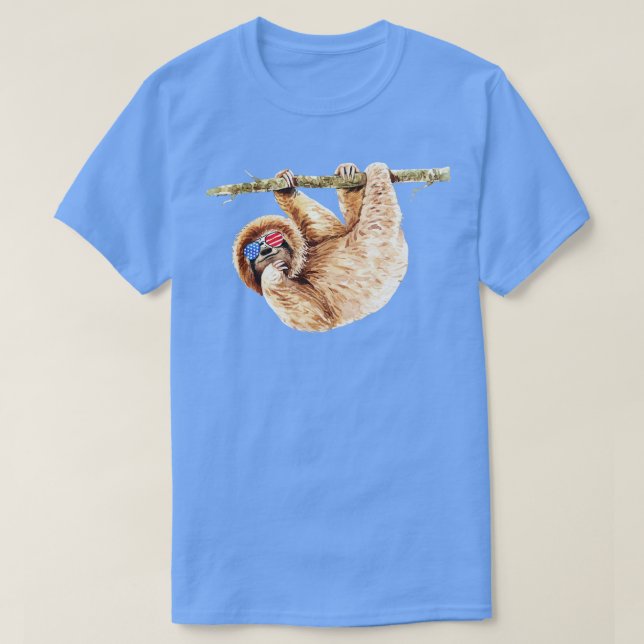 Patriotic Sloth Sloth Älskare T Shirt (Design framsida)