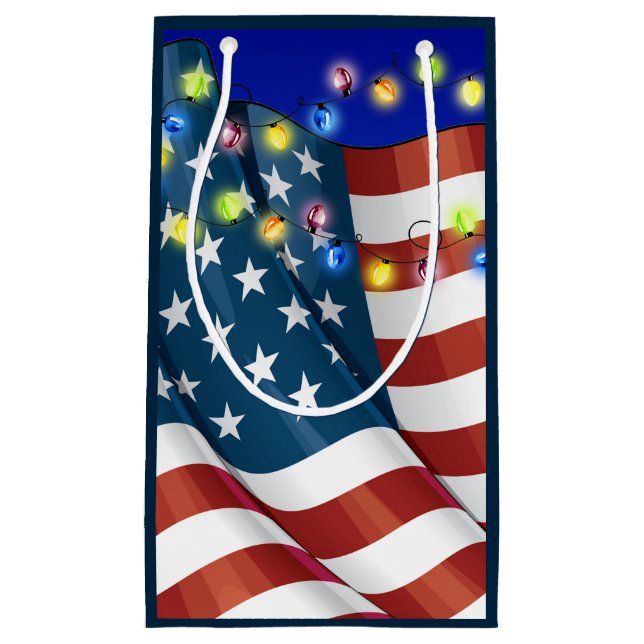 Patriotic Small jul Papper Gift Tote (Framsidan)