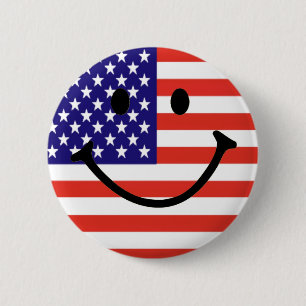 Patriotic Smile Ansikte Knapp
