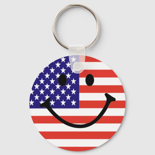 Patriotic Smile Ansikte Nyckelring (Framsida)
