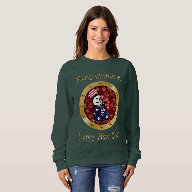 Patriotic Snögubbe Joe ~ God jul ~ * ~ T Shirt (Hel framsida)